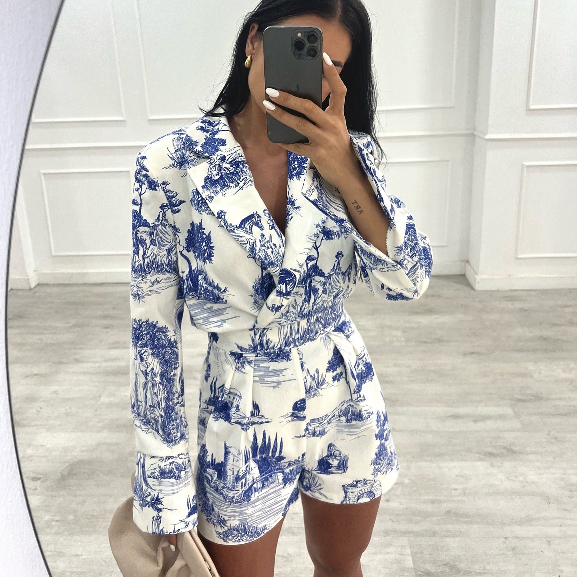 A two-piece set of stylish printed shorts
