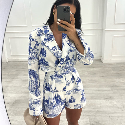 A two-piece set of stylish printed shorts