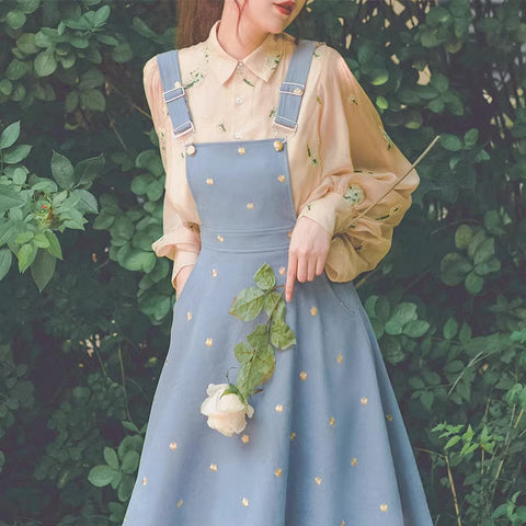 Delicate Daisy Embroidered Pinafore