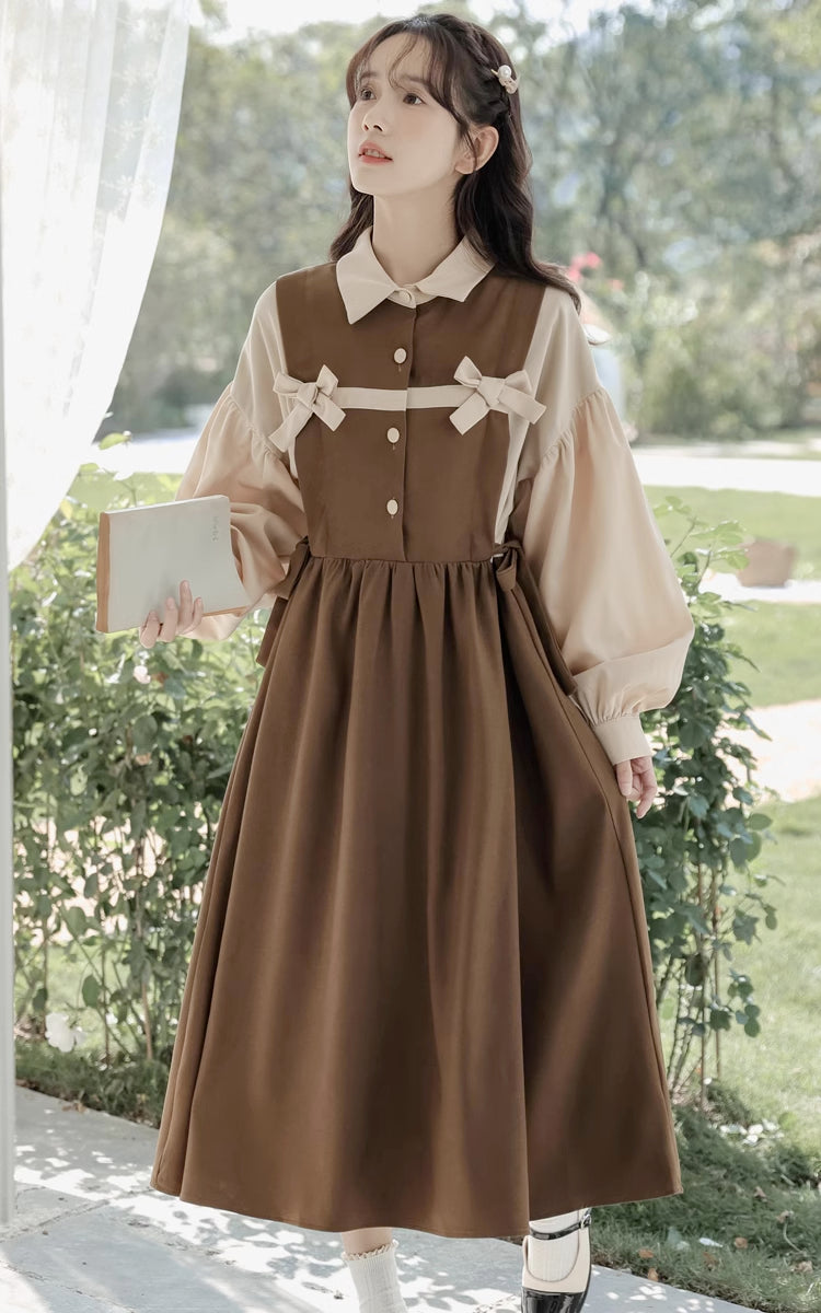 Cocoa Bows Twofer Midi Dress