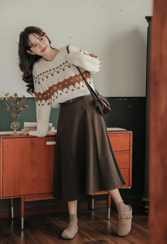 Suéter Fair Isle color canela
