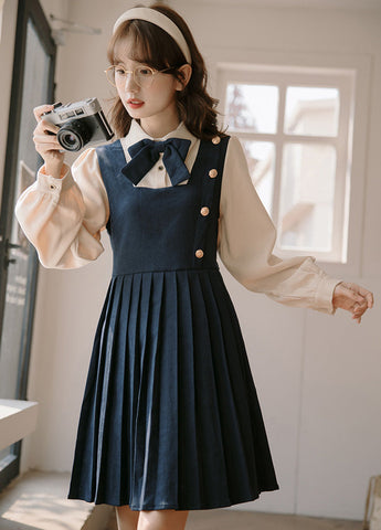 Varsity Pleated Twofer Dress