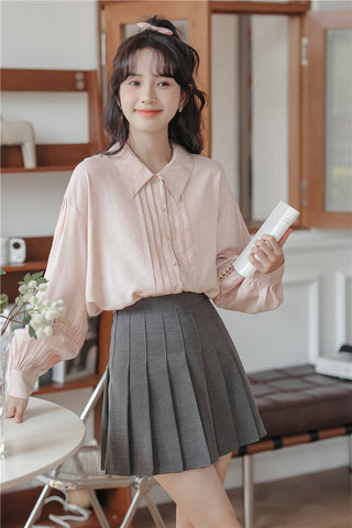 Pintuck Puff Sleeve Blouse
