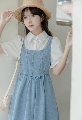 Denim Twofer Midi Dress