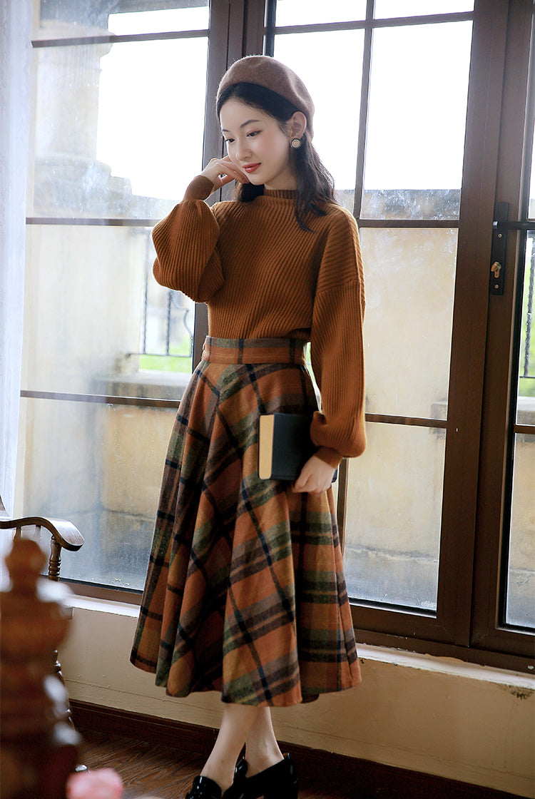 Pullover- und Rock-Set mit Kürbisgewürz