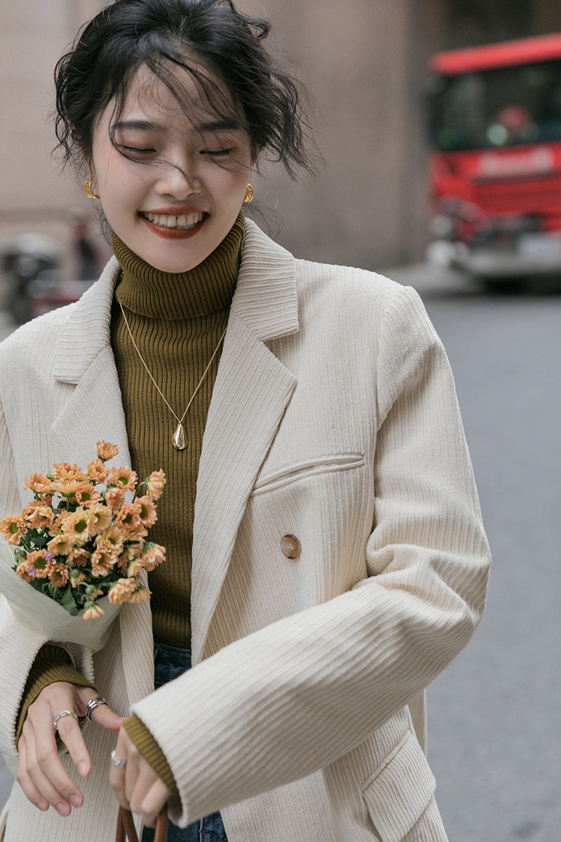 Corduroy Double Breasted Blazer Jacket