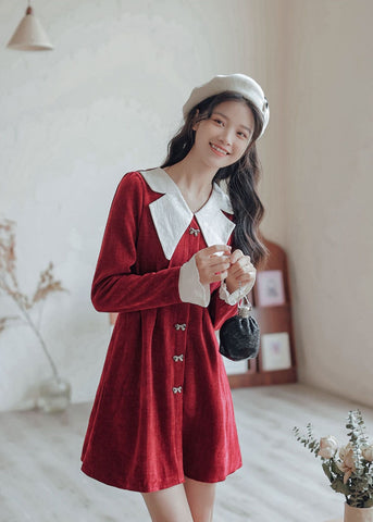 Sweet Bow Peter Pan Knit Dress