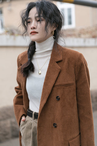 Corduroy Double Breasted Blazer Jacket