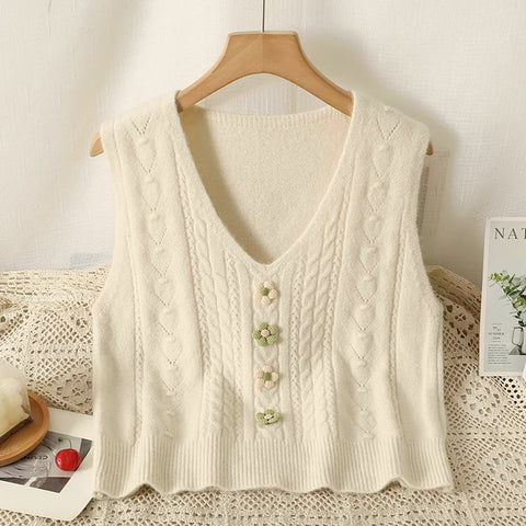 Matcha Pom Pom Daisy Vest