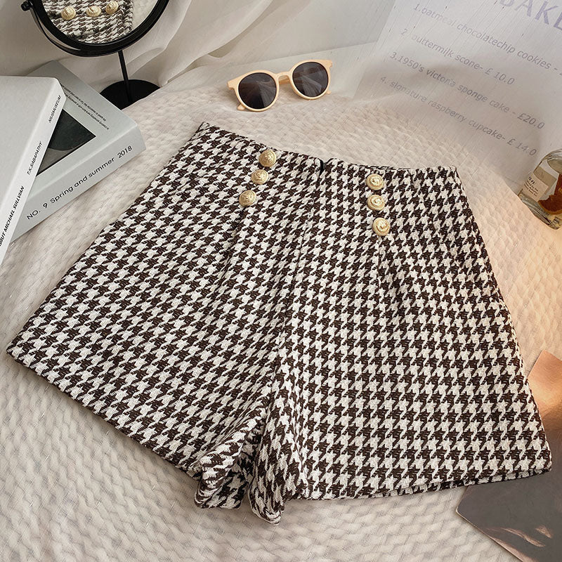 Houndstooth Tweed Shorts