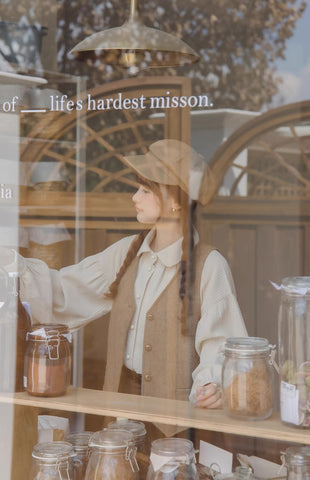 Waffle Puff Sleeve Blouse