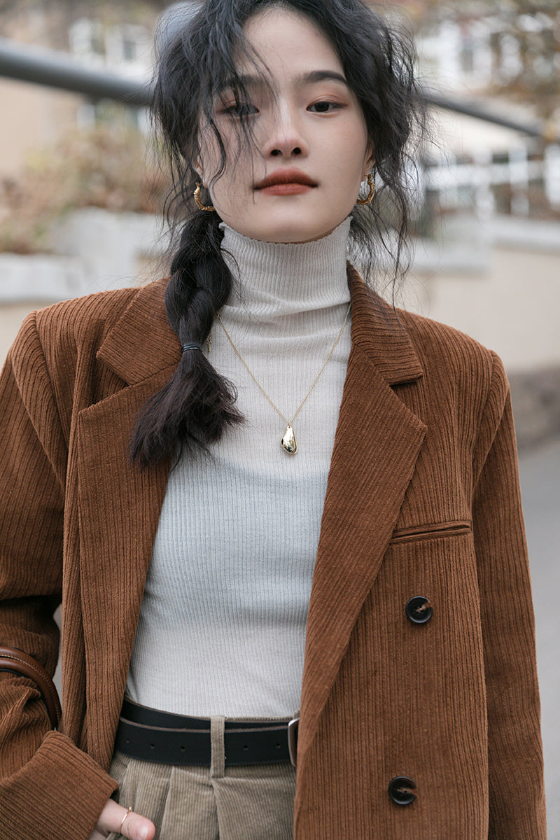 Corduroy Double Breasted Blazer Jacket