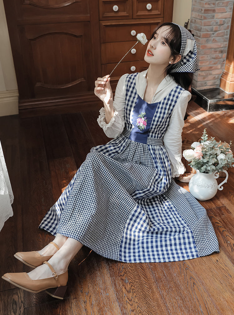 Gingham Pastures Twofer Midi Dress