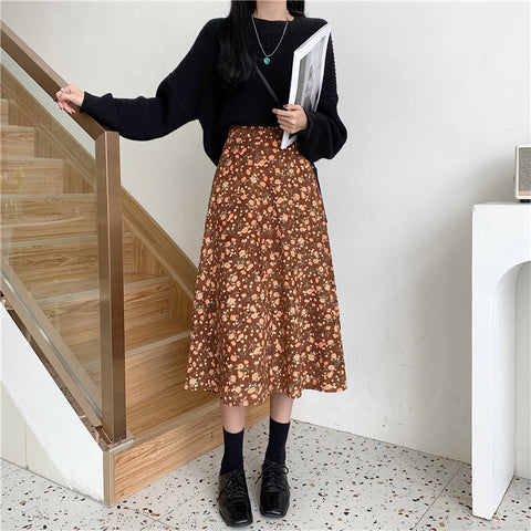 Fall Florals Midi Skirt