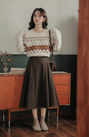 Suéter Fair Isle color canela