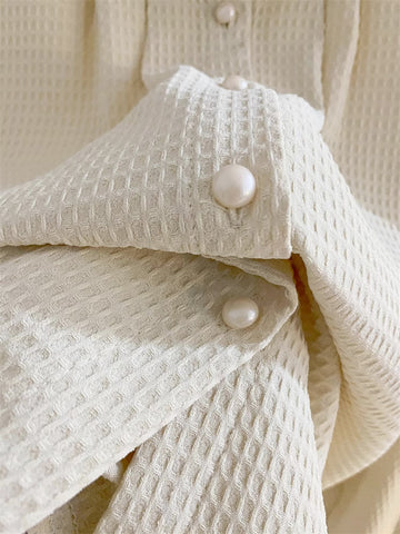 Waffle Puff Sleeve Blouse