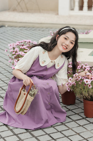 Wild Garden Button Pinafore Dress