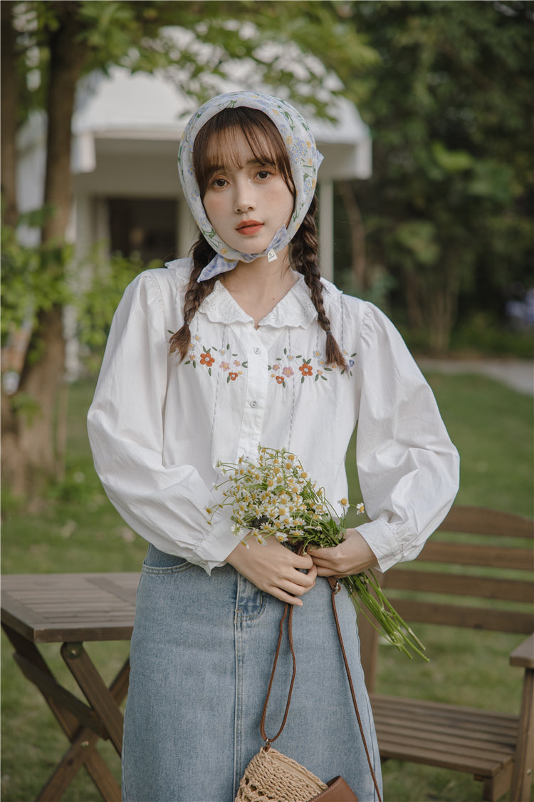 Falling Florals Embroidered Blouse