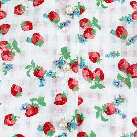 Camisa abotonada de cuadros escoceses con fresas
