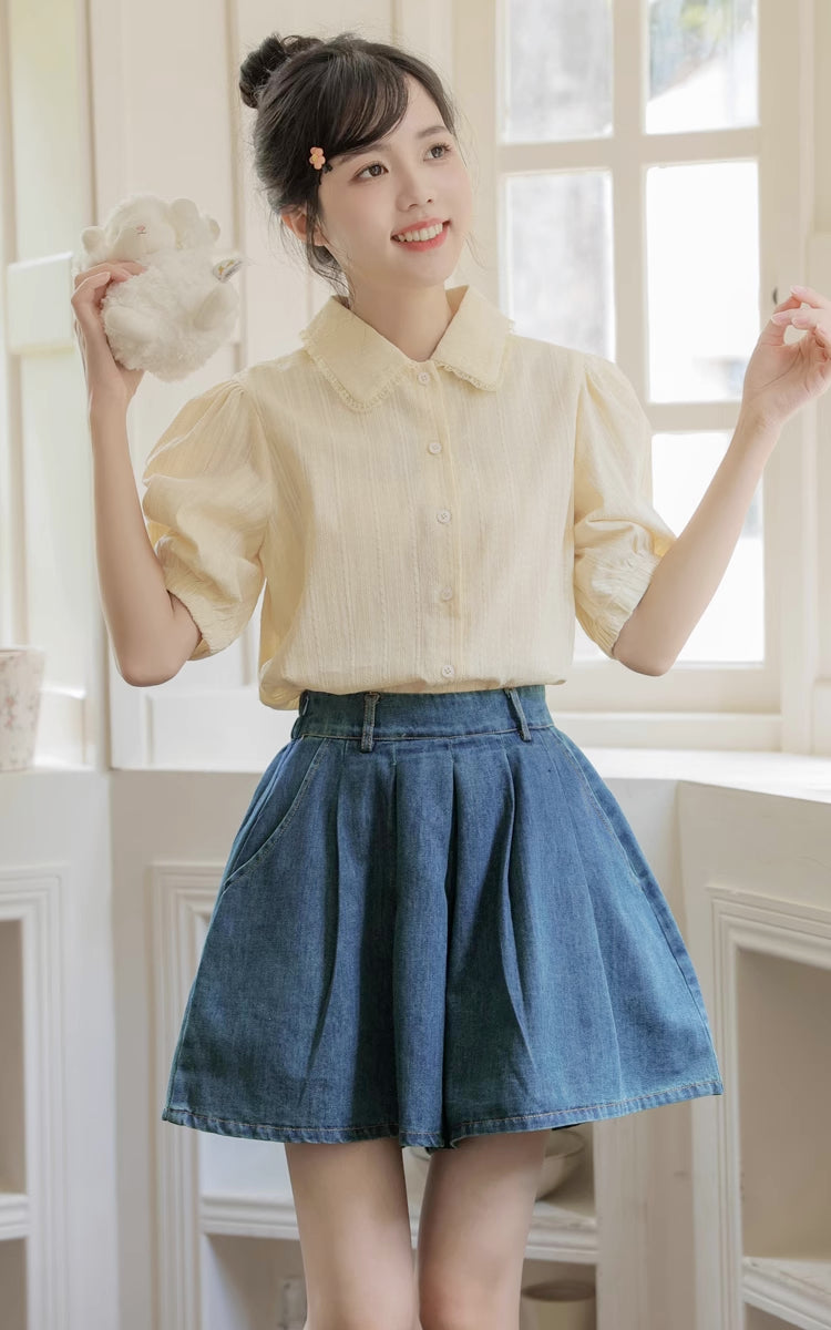 Flared Denim Shorts