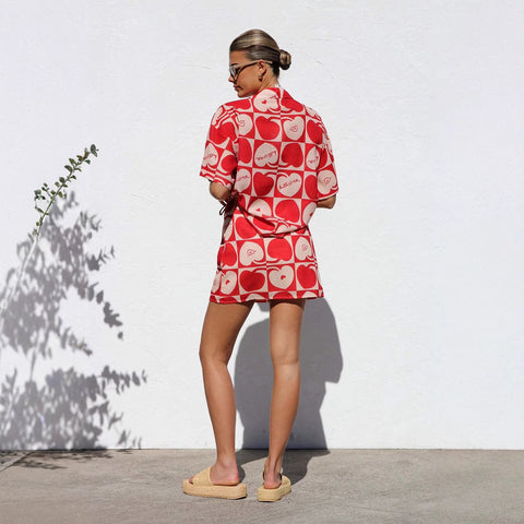 Shirt Short skirt Loose Printed Suit Two-Piece Set