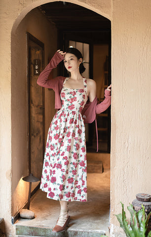 Retro Rose Midi Dress