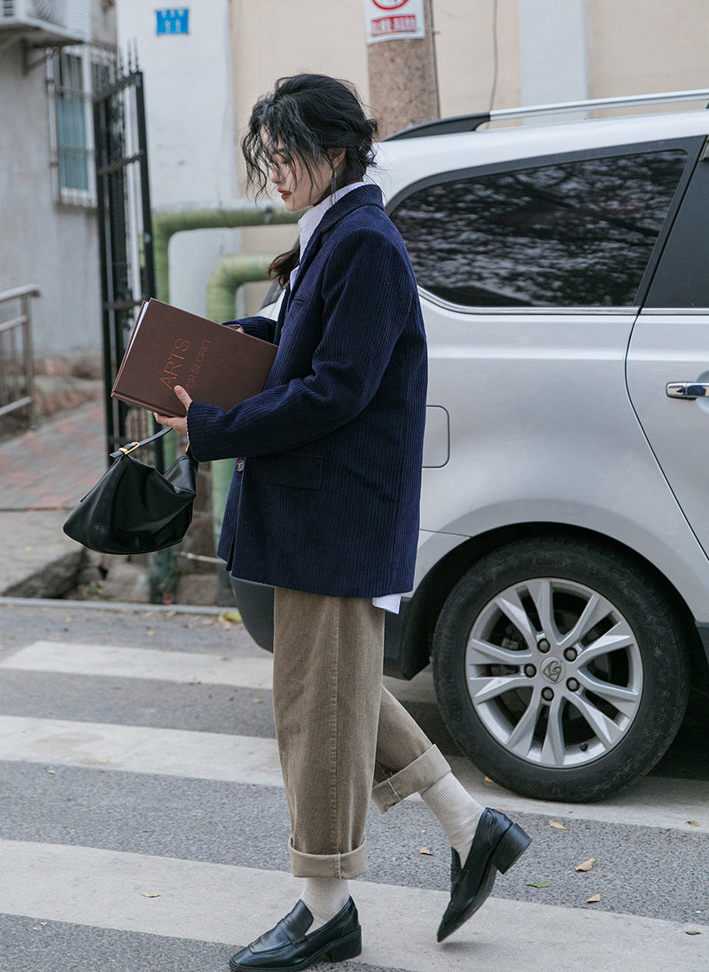 Corduroy Double Breasted Blazer Jacket