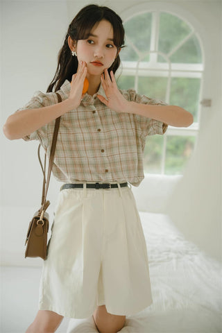 Strawberry Matcha Plaid Blouse