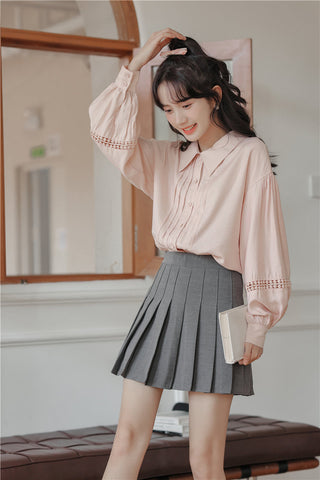 Pintuck Puff Sleeve Blouse