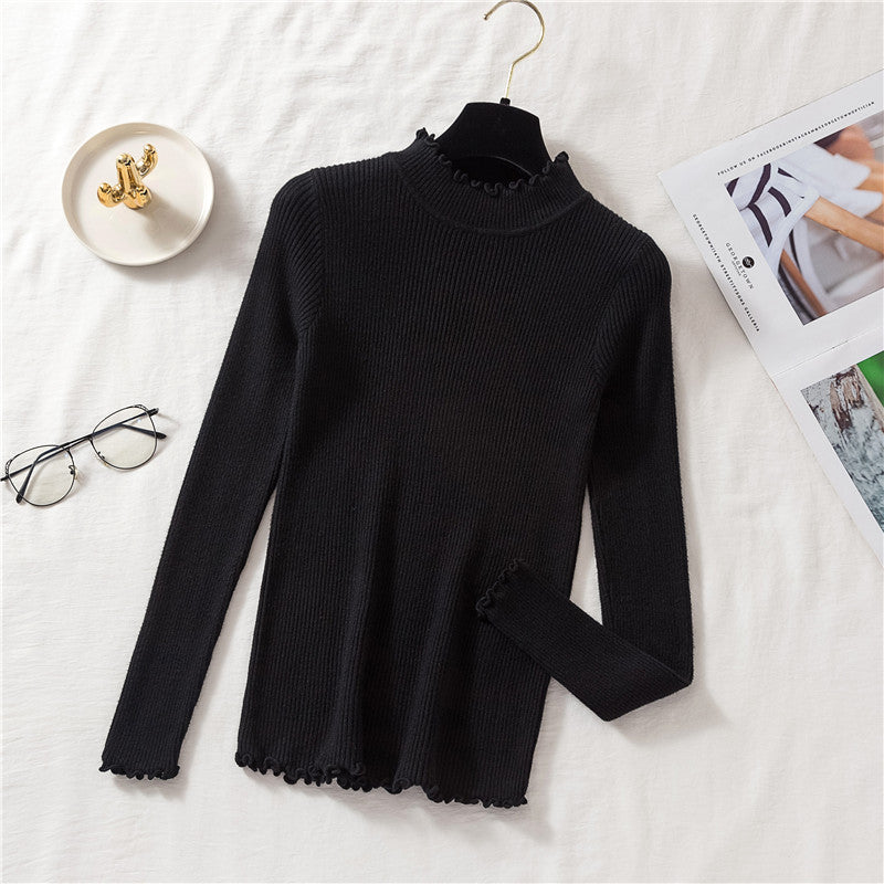 Basic Frilly Mock Neck Sweater