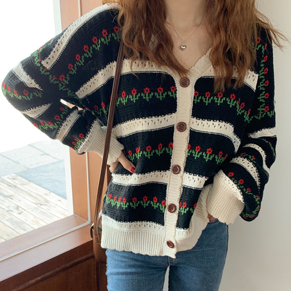 Floral Stripe Cardigan