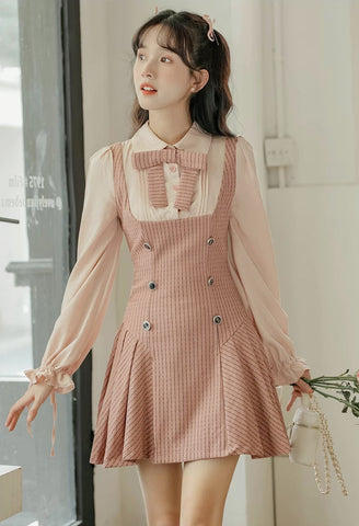 Preppy Stripe Twofer Minikleid