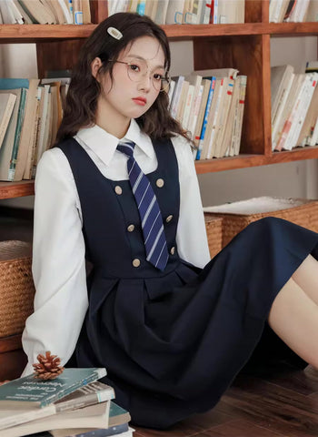 Double Breasted Mini Pinafore Set