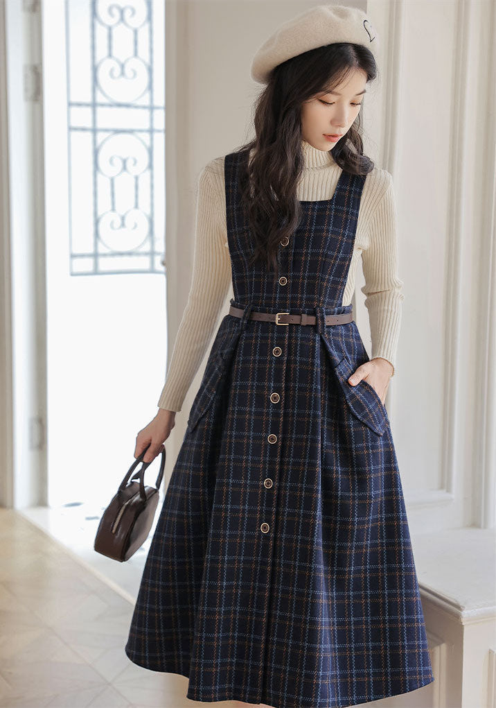 Vestido estilo pichi a cuadros con botones