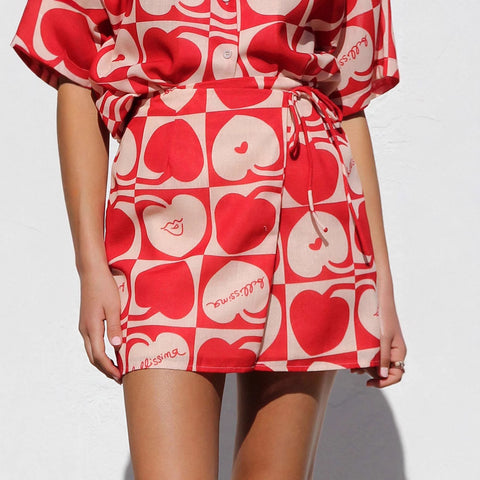 Shirt Short skirt Loose Printed Suit Two-Piece Set