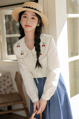 Sweet Cherry Collar Blouse
