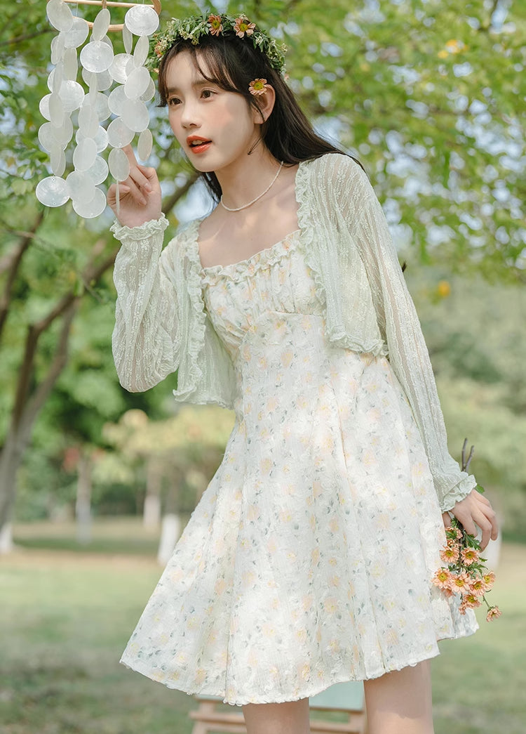 Vestido mini de tirantes con rosa descolorido