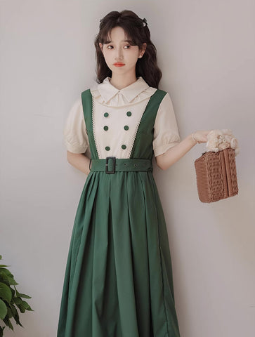Lolita Kurzärmliges Midikleid mit Kunstlagen