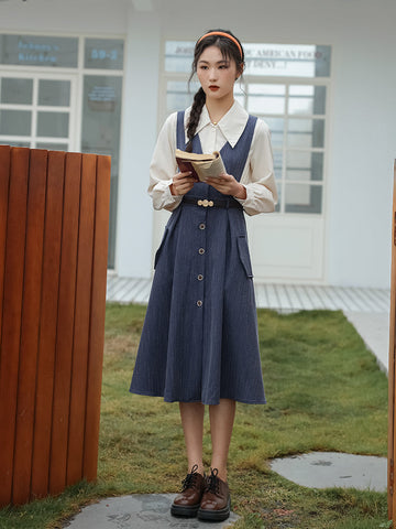 Traveller's Pinafore-Set mit Nadelstreifen