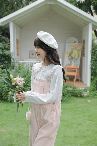 Denim-Overall mit Daisy Chain-Stickerei