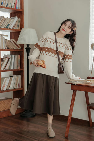 Suéter Fair Isle color canela