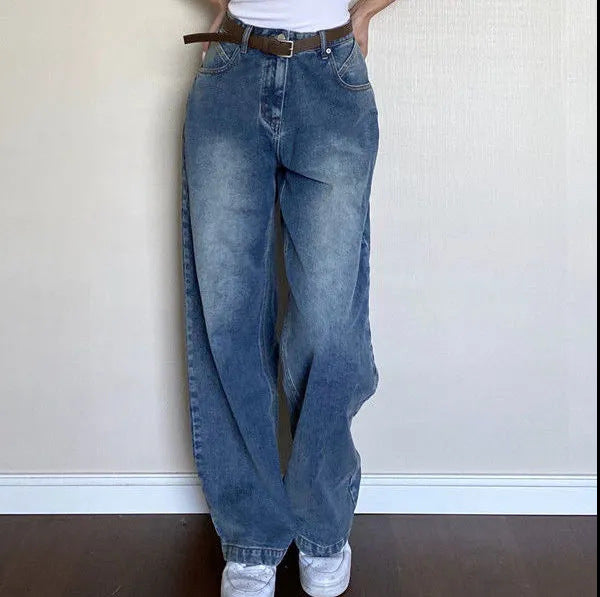 Verwaschene klassische Boyfriendjeans aus Denim