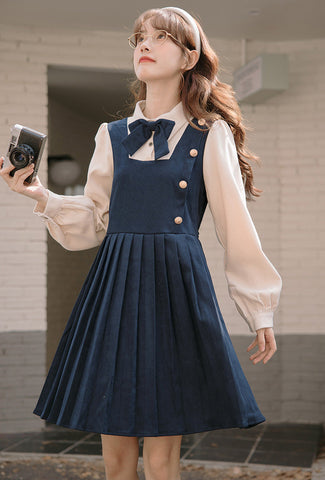 Varsity Pleated Twofer Dress