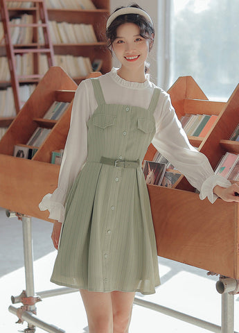 Vestido mini de rayas con botones