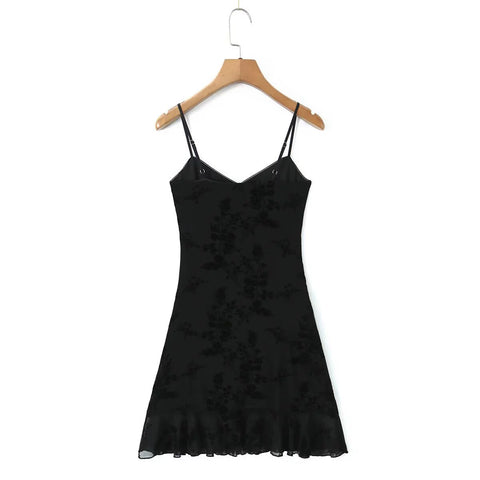 Minikleid mit floralem Netzeinsatz