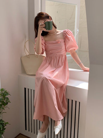 Basic Puff Sleeve Maxi Dress