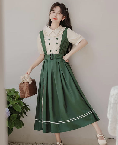 Lolita Kurzärmliges Midikleid mit Kunstlagen