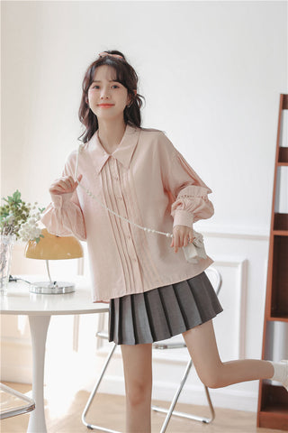 Pintuck Puff Sleeve Blouse