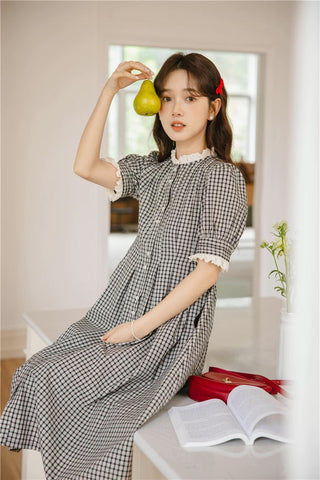 Button Up Plaid Midi Dress