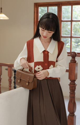 Chaleco retro Daisy con bloques de color y doble uso